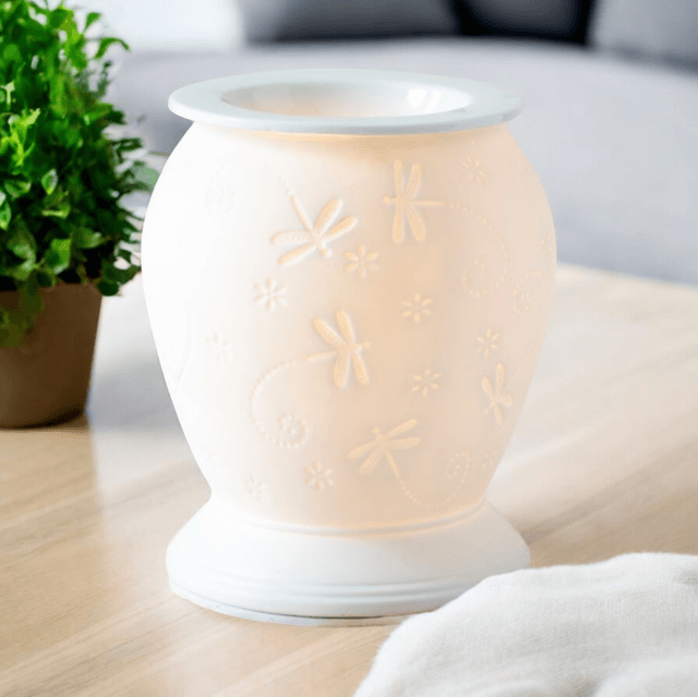 Dragonfly white ceramic electric warmer