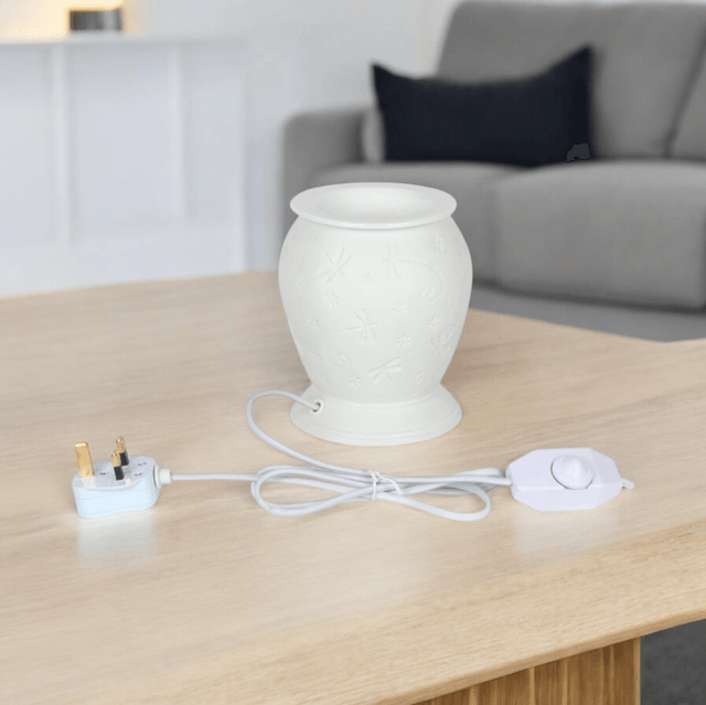 Dragonfly white ceramic electric warmer