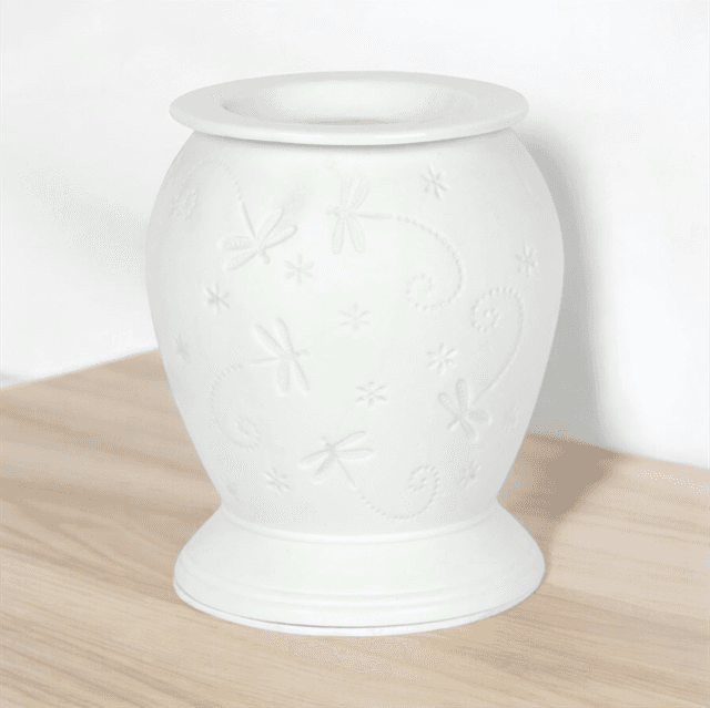 Dragonfly white ceramic electric warmer